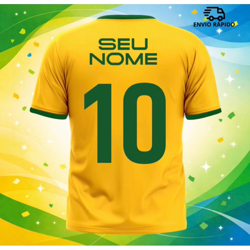 Camiseta do Brasil PERSONALIZADA com nome e numero para a copa do mundo, o hexa é nosso!