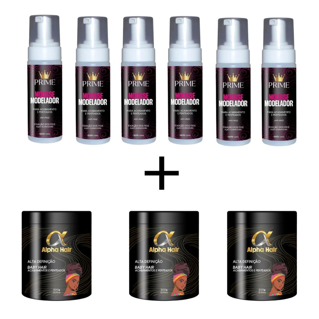 Kit Trancista - 6X Mousse Modelador Prime + 3X Pomada Modeladora Alpha 500g