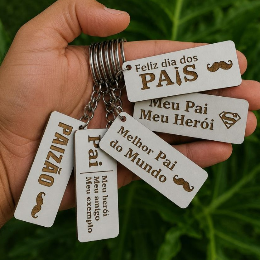 KIT Chaveiros Dia dos Pais Lembrancinha em mdf branco