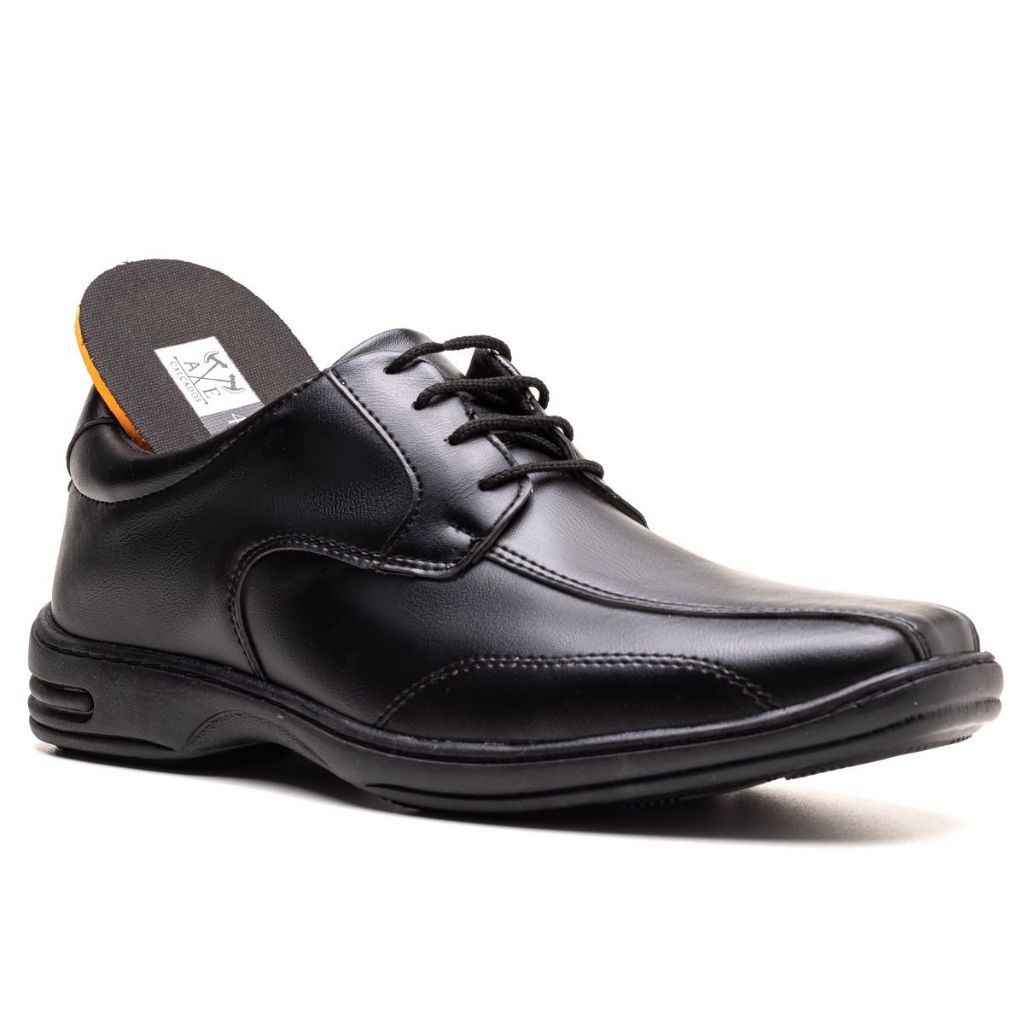 Sapato Social Masculino Confortável Elegante Preto Casual Trabalho Portaria Porteiro Vigilante Vigia Guarda Noturno
