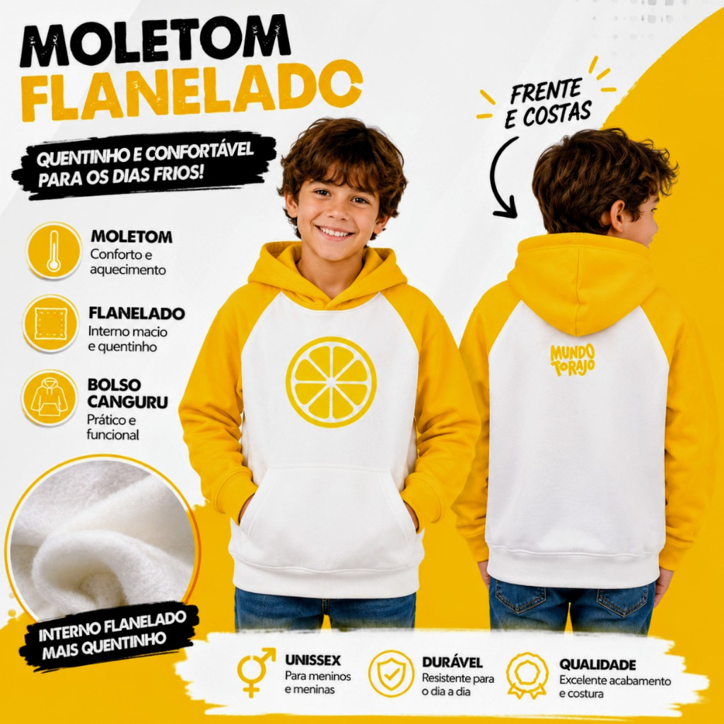 Blusa de Moletom Infantil Mundo Torajo Agasalho Flanelado Morajo Linn Zulmi Azedo Pessy