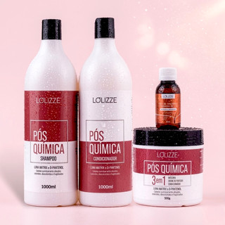 Kit Pós Química Completo Shampoo Condicionador Máscara + Óleo Semente De Uva/Progressiva E Alisamento