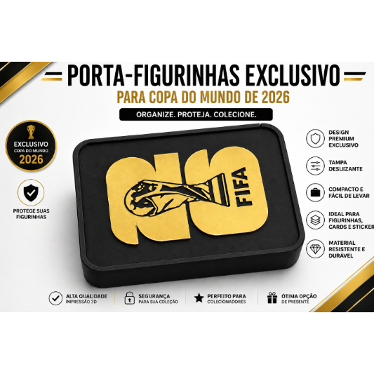 Porta Figurinhas Copa do Mundo Ultra Premium ⚽ Caixa Organizadora para Figurinhas FIFA Colecionável