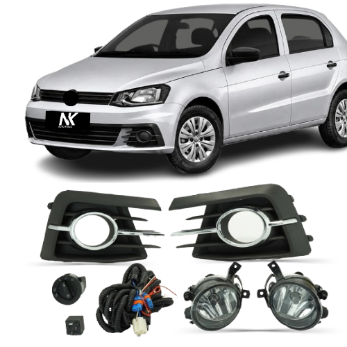 Kit Farol Milha Gol 2016 2017 2018 Com Grade Aro Cromado 1ª Linha Novo
