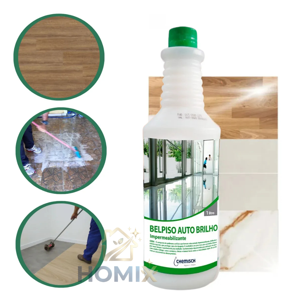Belpiso Auto Brilho Cera Liquida Chemisch – Brilho Impermeabilizante para Todos os Tipos de Piso 1L