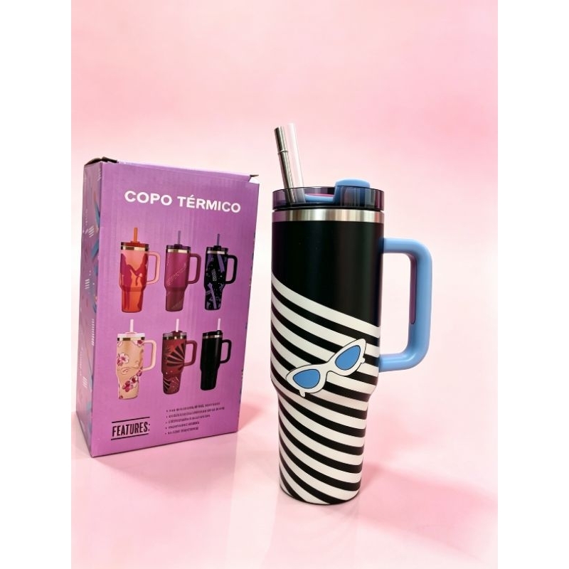 Caneca Garrafa Térmica Copo Térmico Com Tampa e Canudo 1,2 Litr 1200 ML ideal para Hidratação Quente Frio