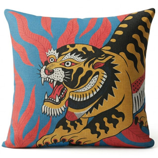 Capa Estampada Aveludada Tigre Decorativa Decoração Sala Quarto Decorativa 43x43cm Capa de Almofada Capa almofada