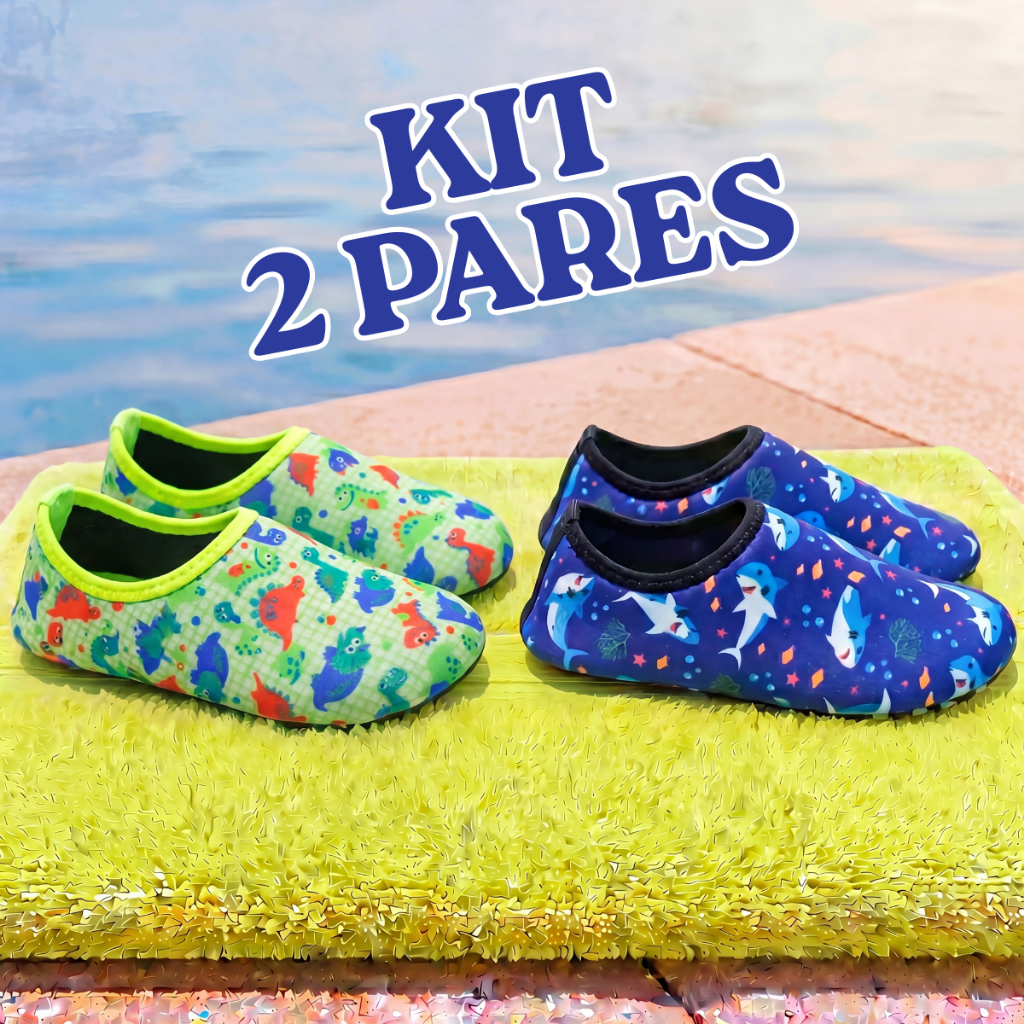 Kit Sapatilha Aquática Antiderrapante Infantil Menino Bebê Areia Praia Piscina Envio Rápido