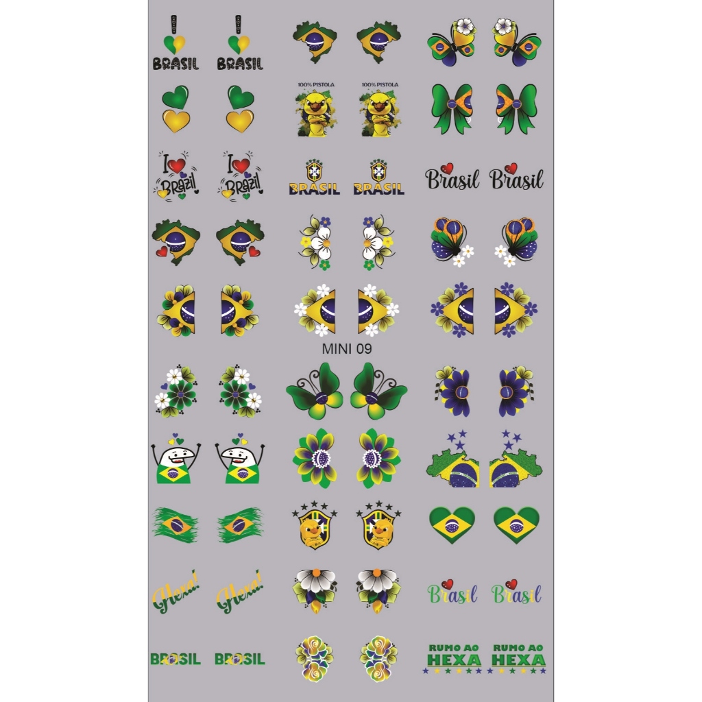 60 Adesivos de Unha 3D Copa do Mundo PRÉ PRONTO - modelo MINI 09 ou MINI 10