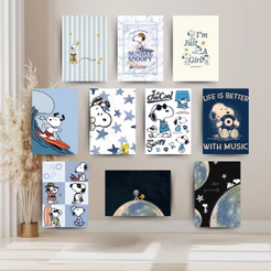 Kit Snoopy 10 Mini Quadros Decoração Quarto Infantil Fofura 14x20 cm
