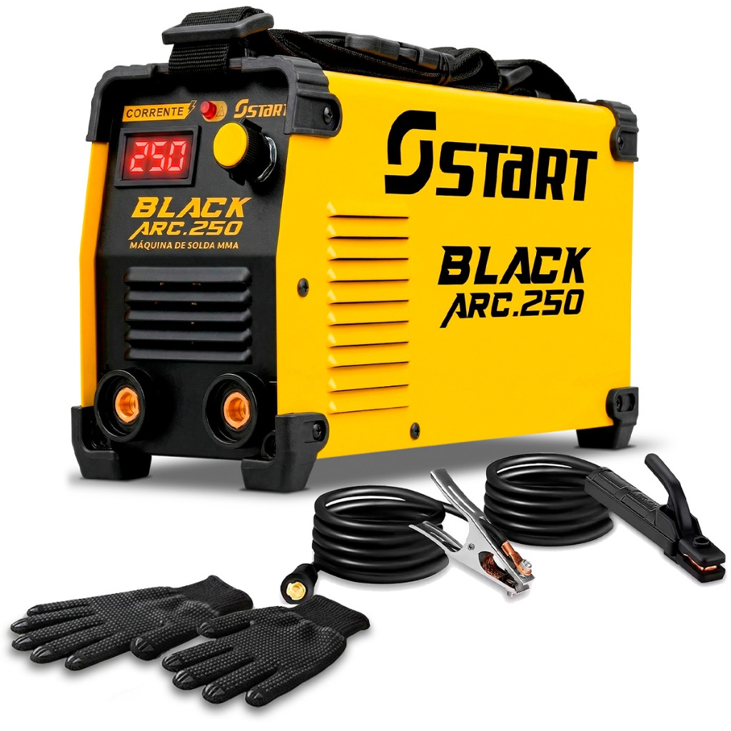 Máquina De Solda Inversora 220v 250a Mma Tig Eletrodo Black Arc 250 Start E Acessórios