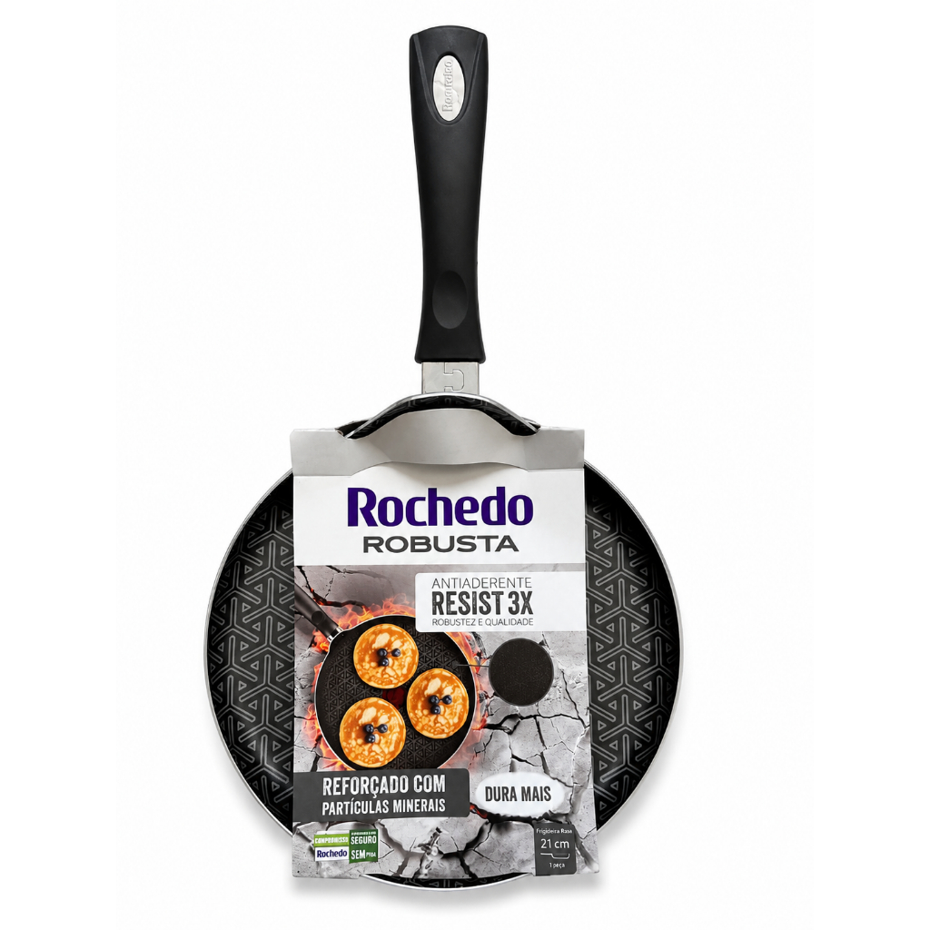 Panquequeira Antiaderente Rochedo 21cm Robusta Grafite Não Gruda Ovo Omelete Tapioca Panqueca