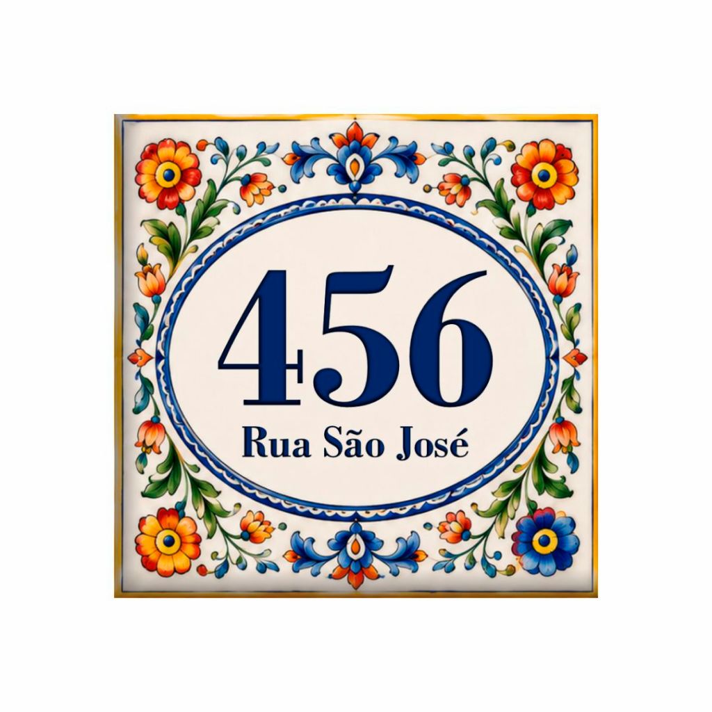 Azulejo Número de Casa Personalizado e Nome da Rua e Número Placa para Muro Número Residencial 25