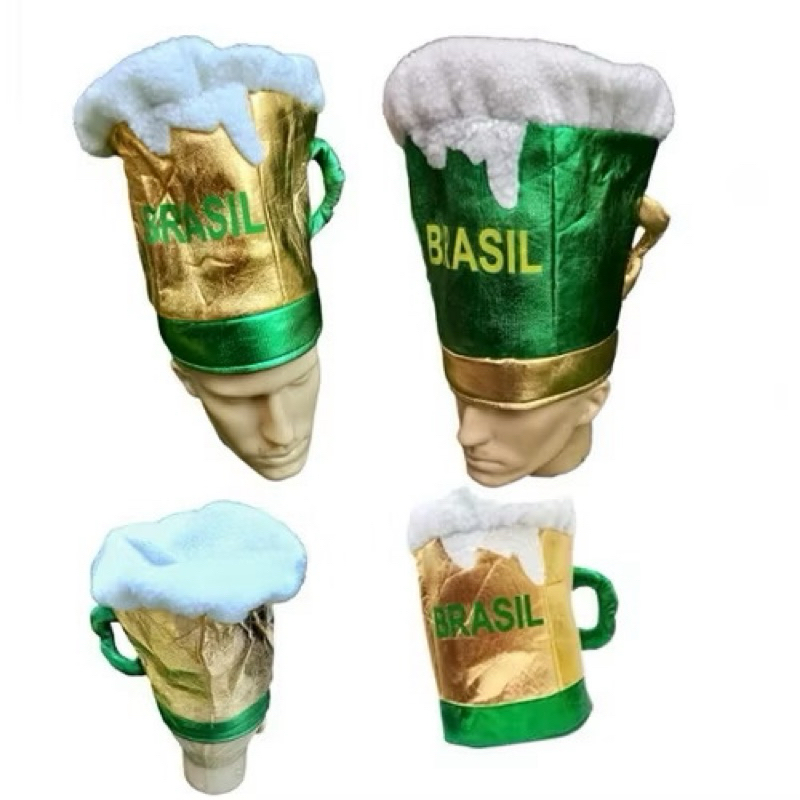 Cartola Chopp Brasil | Caneca, Chapéu | Tamanho: Único | Verde E Amarelo, Seleção Brasileira, Copa Do Mundo, Futebol