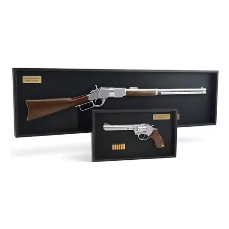 KIT 2 RÉPLICAS Decorativas  – Carabina Winchester + Revólver Taurus 889 – Metade em Tamanho Real – Resina- 3D