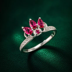 Anel Cravejado Pedras Rosa em Prata 925 Legítima Delicado e Sofisticado