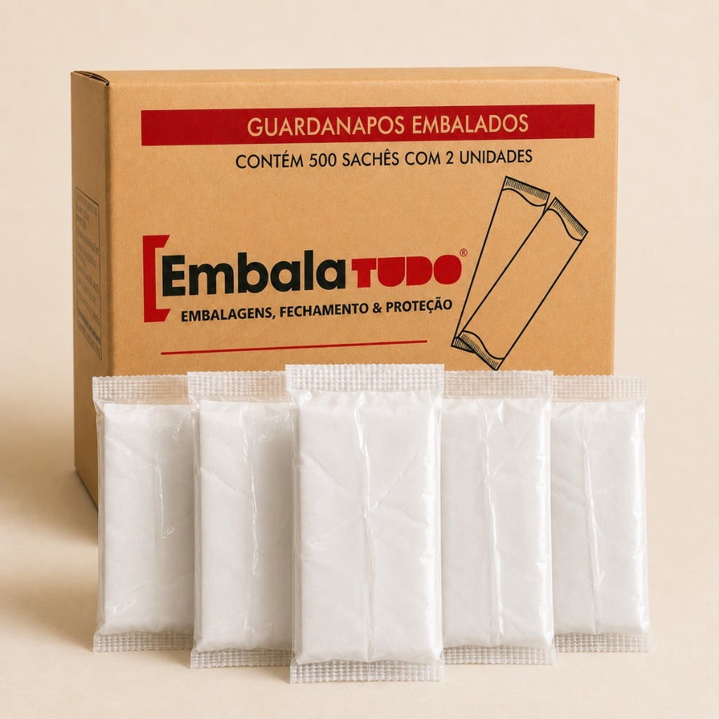 Guardanapo Papel Sache com 1000 Unidades 20x20cm 500 Sachê Para Porta Guardanapos