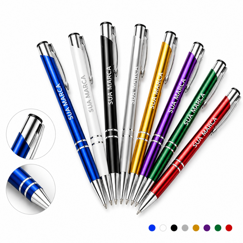 Kit 50 a 90 Unidades Caneta de Metal Personalizada Com Logo Empresa ou Frase