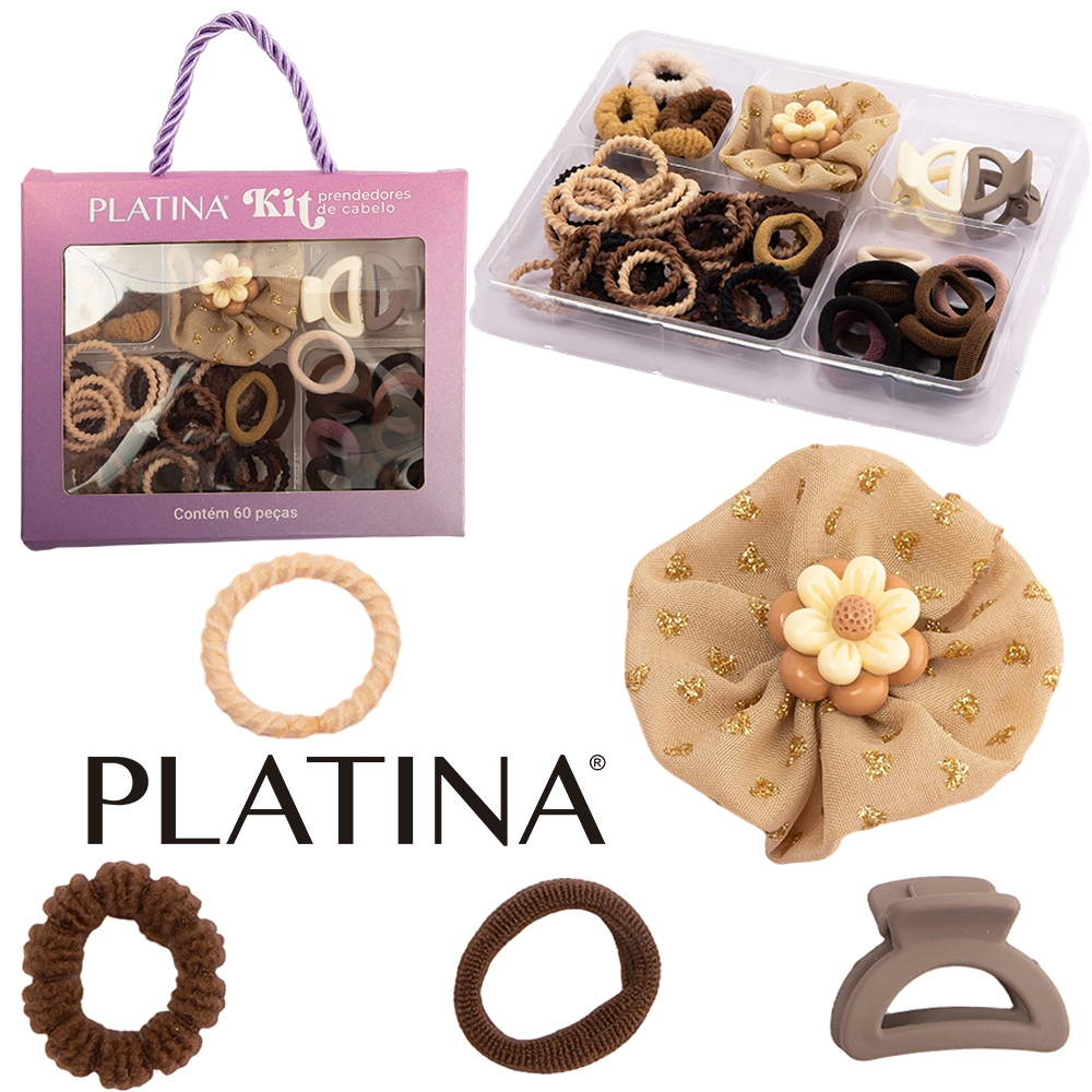 Kit 60 peças cabelo elástico rabicó presilha e mini piranha