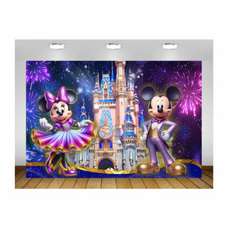 Painel de Festa Mickey e Minnie Castelo Disney Painel de Lona Mickey sua Turma Castelo Disney Minnie Mouse Mickey Mouse