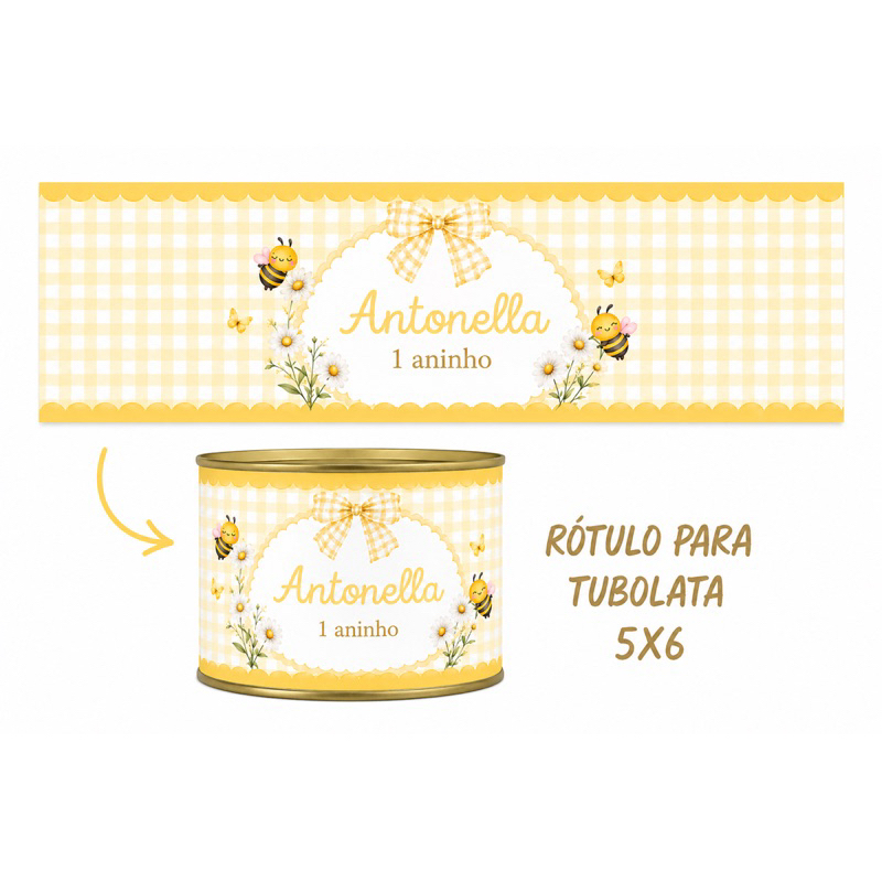 Rótulo Adesivo Personalizado Maternidade,chá de bebê, aniversário abelinha tubolata 5X6 Lembrancinhas de Aniversário