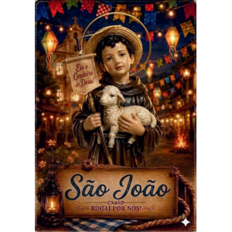 Santinho São João Batista 10x7cm com Oração | Edição Especial Festa Junina São João | Fé e Proteç