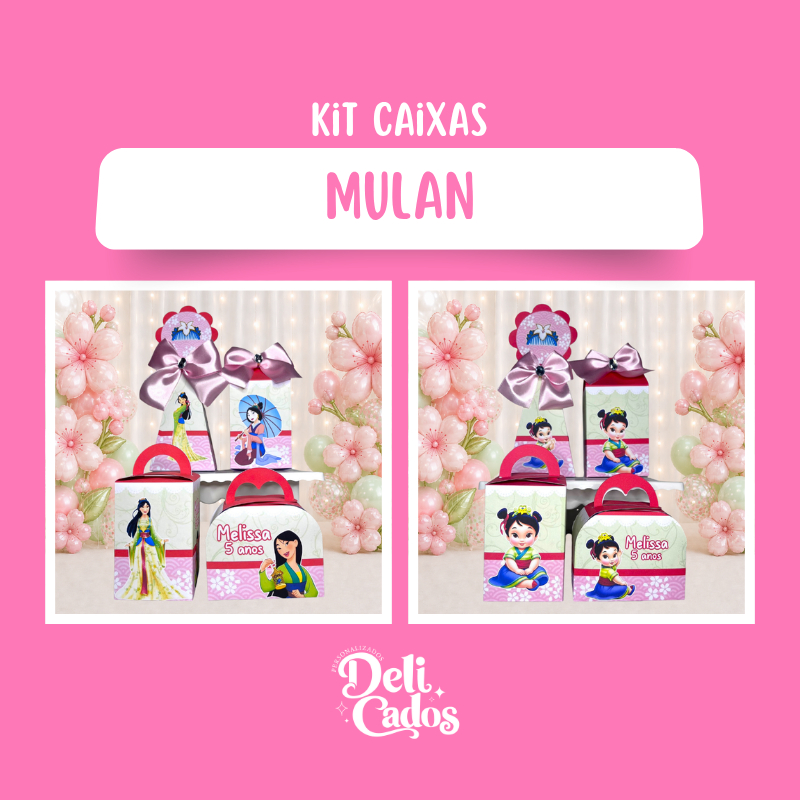 Kit Caixas Personalizadas PRINCESA MULAN - Lembrancinhas Caixinhas Kit Festa para festa MONTADO