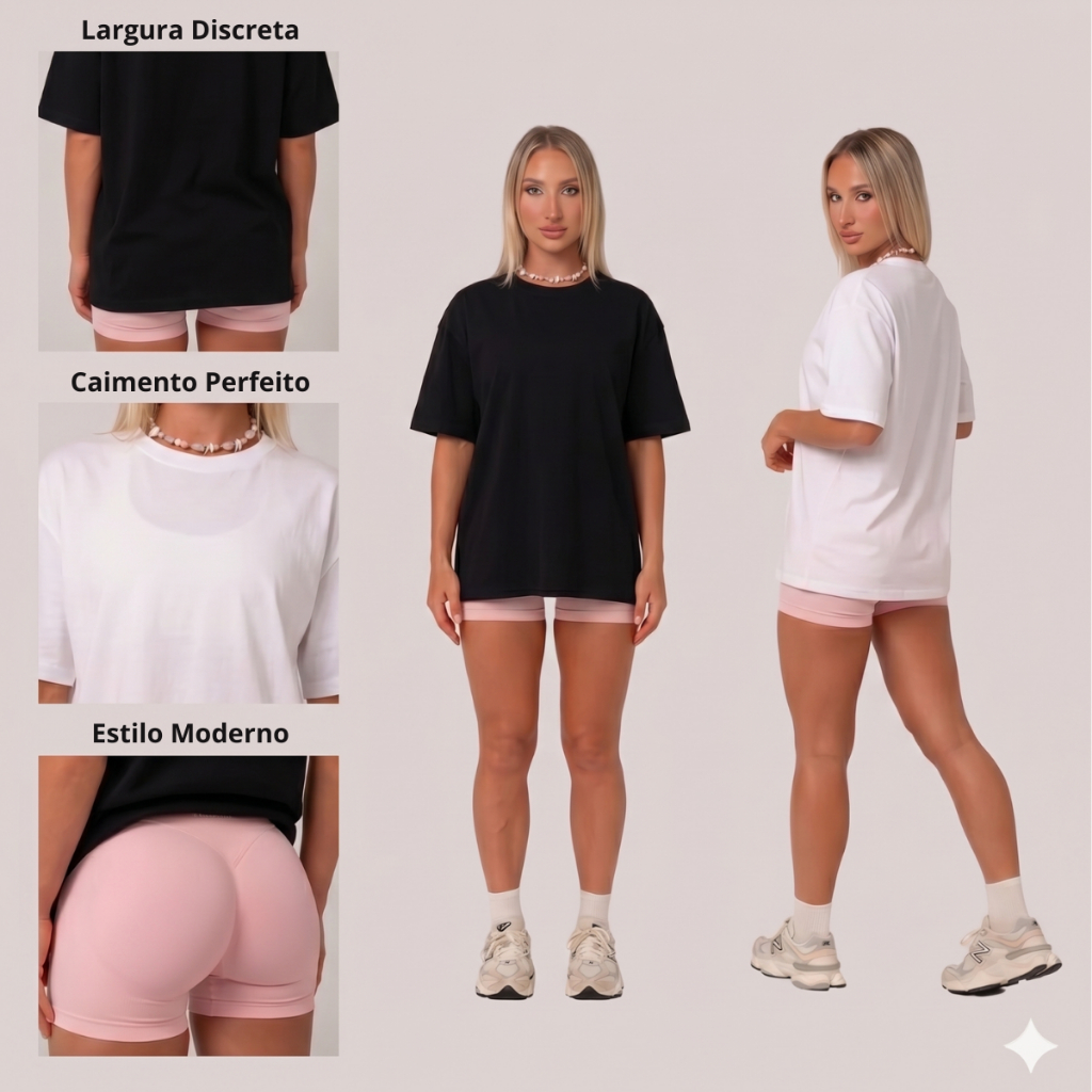 Kit 2 ou 1 Camiseta Oversized Feminina Academia Blusa Treino Fitness T-Shirt Algodão Blusão Musculação Corrida Top