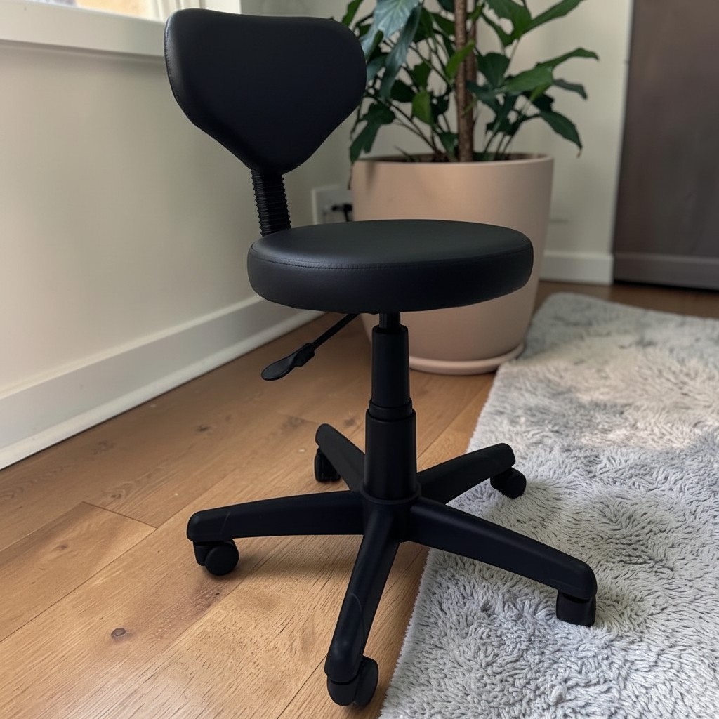 Cadeira Mocho Profissional Com Encosto Preto Premium Mocho Ergonômico Giratório Regulável 120kg