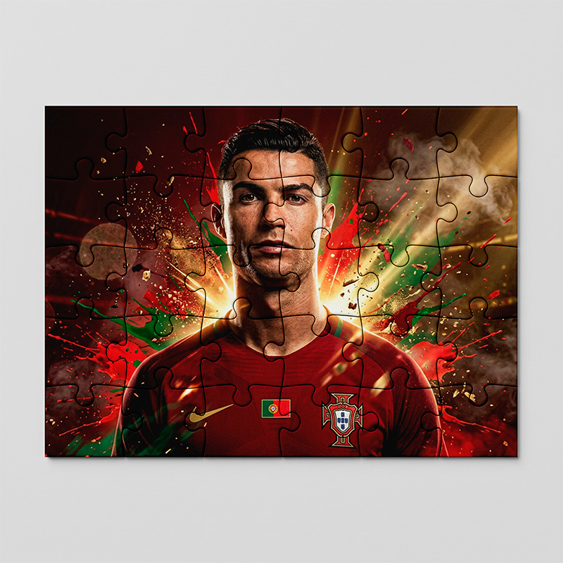 Quebra cabeça personalizado Copa do Mundo 26, Cristiano Ronaldo, Portugal | MDF | 24, 40, 70 Pçs