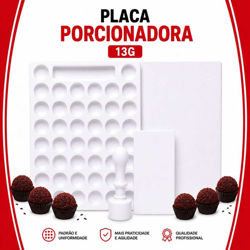 Placa Porcionadora Dosadora 13G Doces Brigadeiro Confeitaria 50F 40F 27F