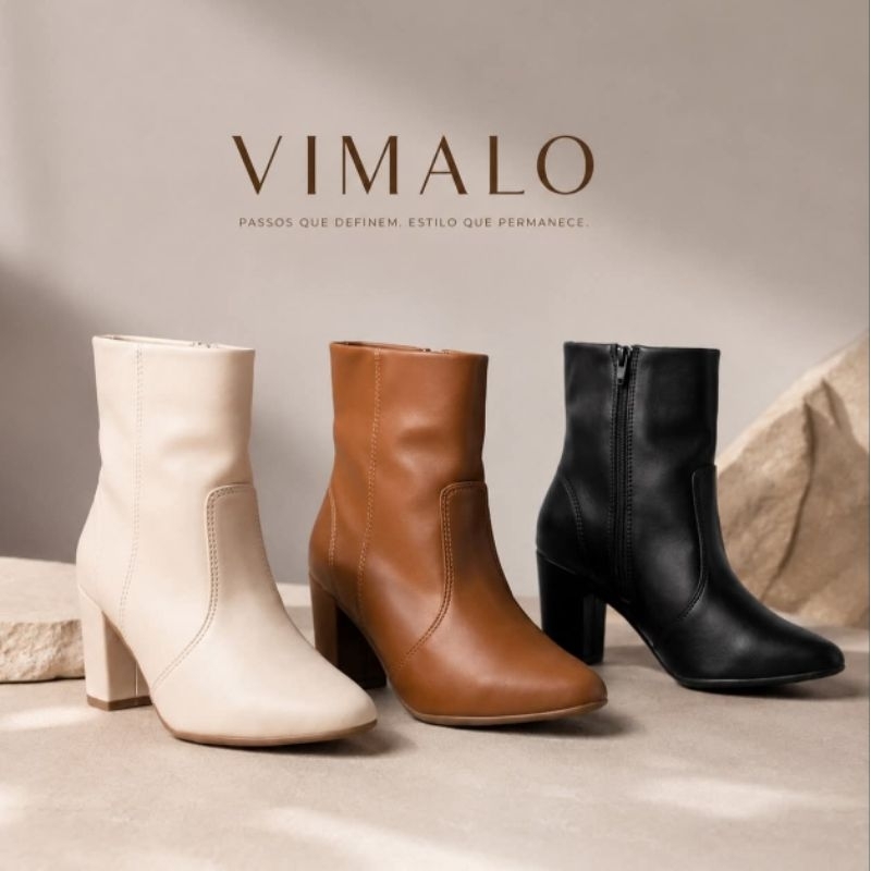 Bota Feminina Salto Alto Bico Fino Vimalo Off-White