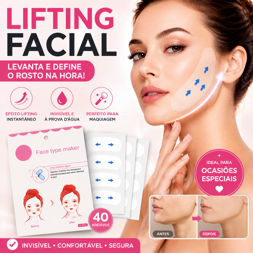 40pçs Adesivo Levanta Rosto Transparente Lifting Facial Reduz Rugas Linhas De Expressão