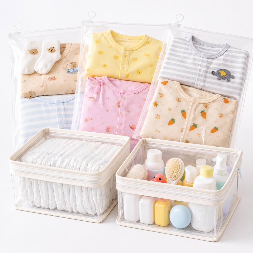 Kit 6 Saquinhos Organizador Mala Maternidade Bebe Gestante TAG + 2 Necessaire Porta Fraldas Remédio.