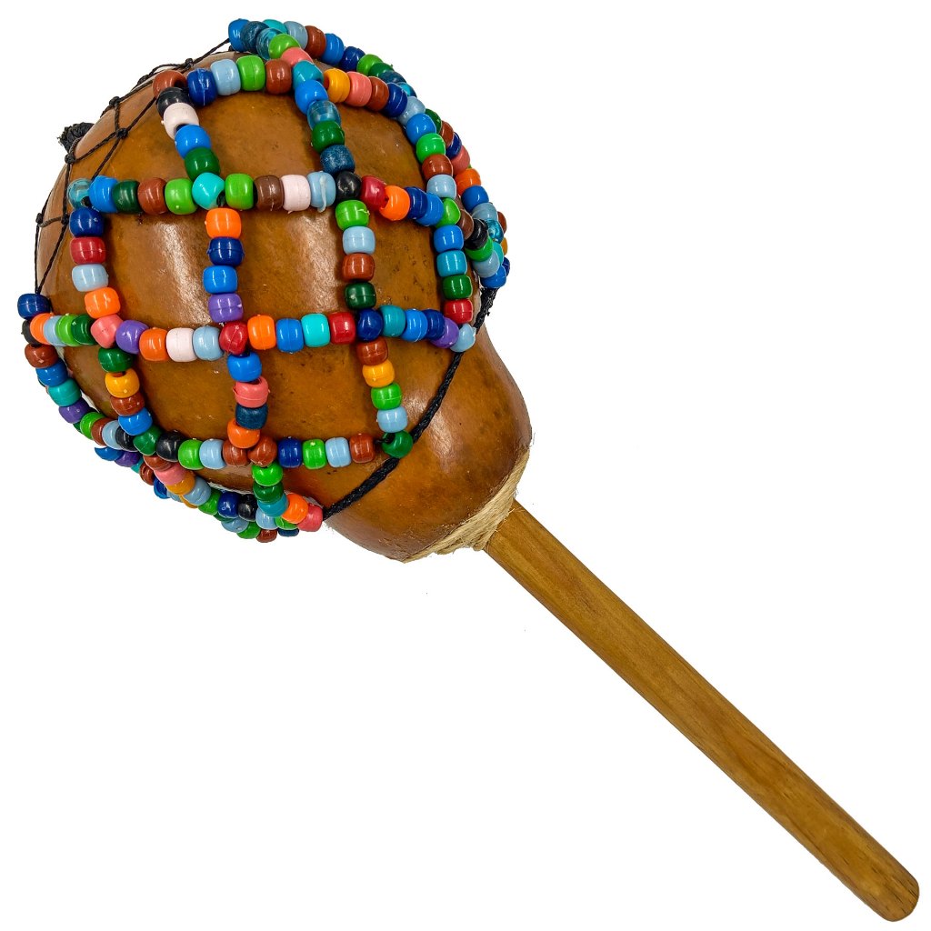 Xequerê Chocalho Maracá C/ Cabo e Missangas Plásticas