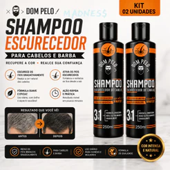 Shampoo Escurecedor Dom Pelo | Recupera a Cor dos Fios | Cabelo e Barba | Resultado Gradual | Kit 2 Unidades