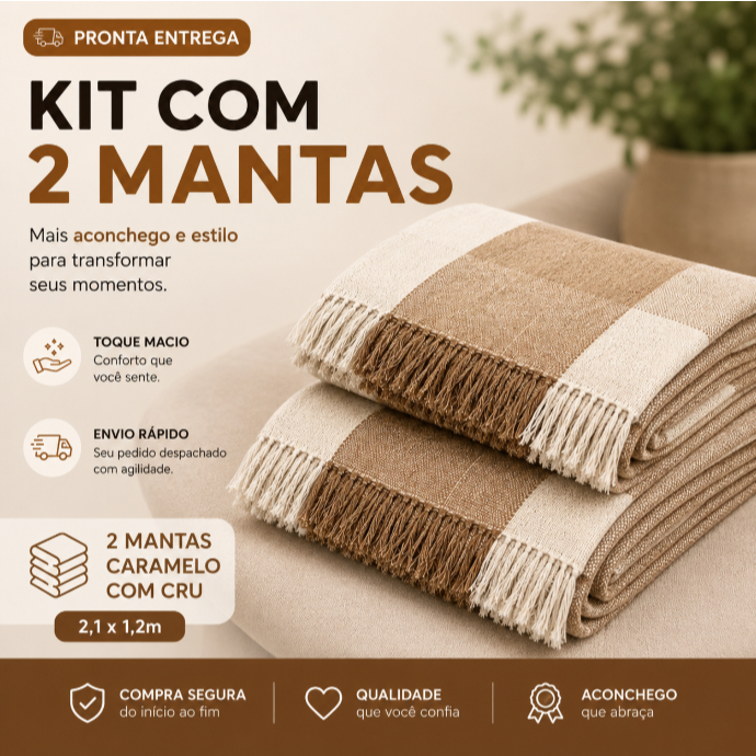 Kit COM 2 Manta Para Sofá & Cama da fabrica Grande Decorativa Protetora 2.10x1.20 Luxo