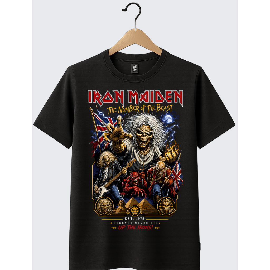 Camiseta Rock Band Masculina – Estampa Premium AC/DC Nirvana Iron Maiden