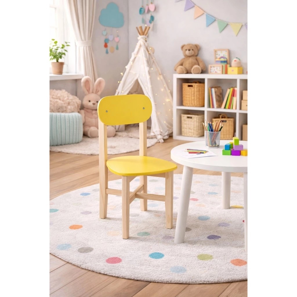 Cadeira Infantil Colorida Educativa Madeira Resistente Para Criança Quarto Brinquedoteca Creche