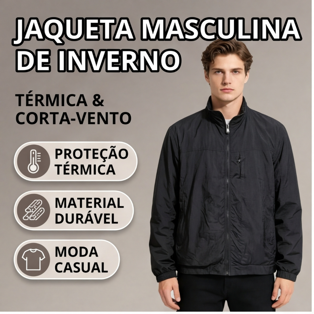 Jaqueta Bobojaco Casaco Masculina Inverno -Corta Vento Termica Casual Esportiva Moda Tendencia Confortavel