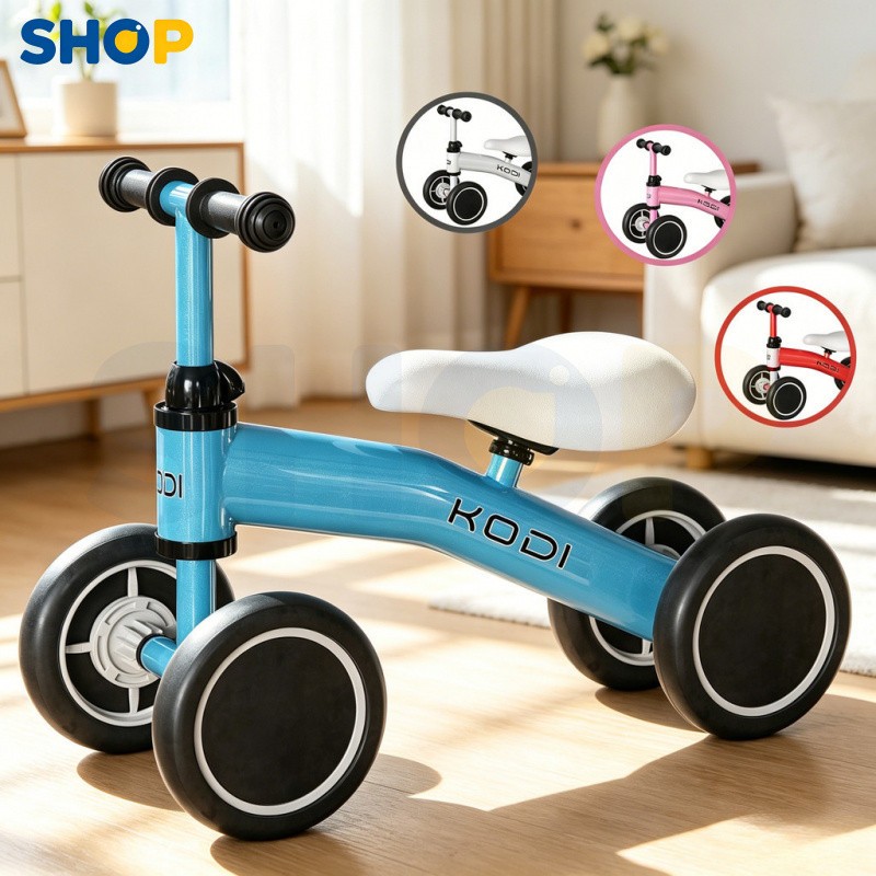 Bicicleta de Equilíbrio Infantil 4 Rodas, Sem Pedal, Estável e Seguro para Crianças Aprenderem a Andar - P14