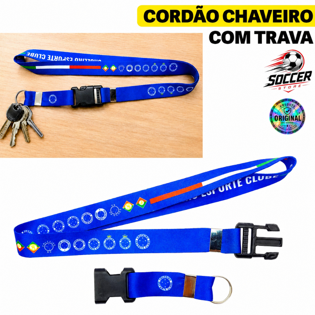 Cordão Chaveiro Cruzeiro Lanyard Pescoço Oficial Original Trava Mochila Argola Presente Minas