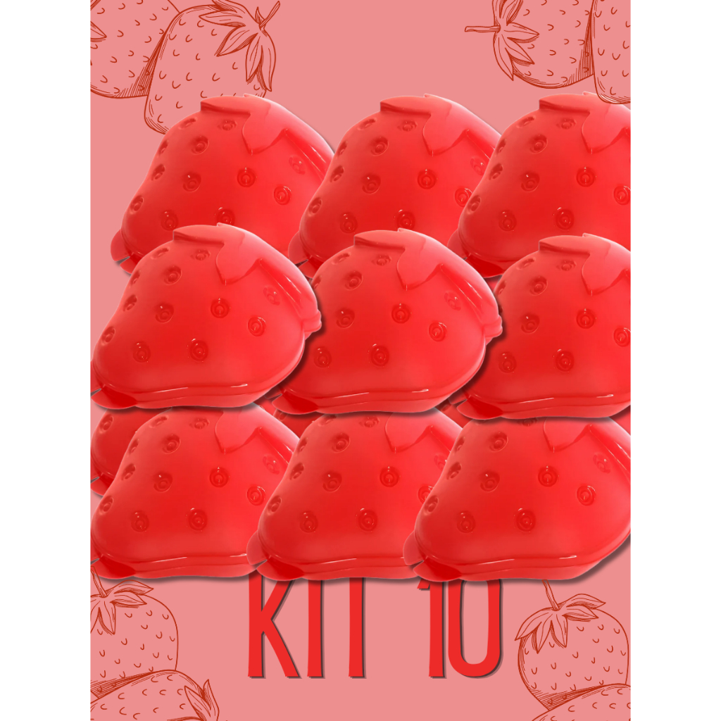 Kit 10 unidades porta mix morango - Qualidade Plasútil
