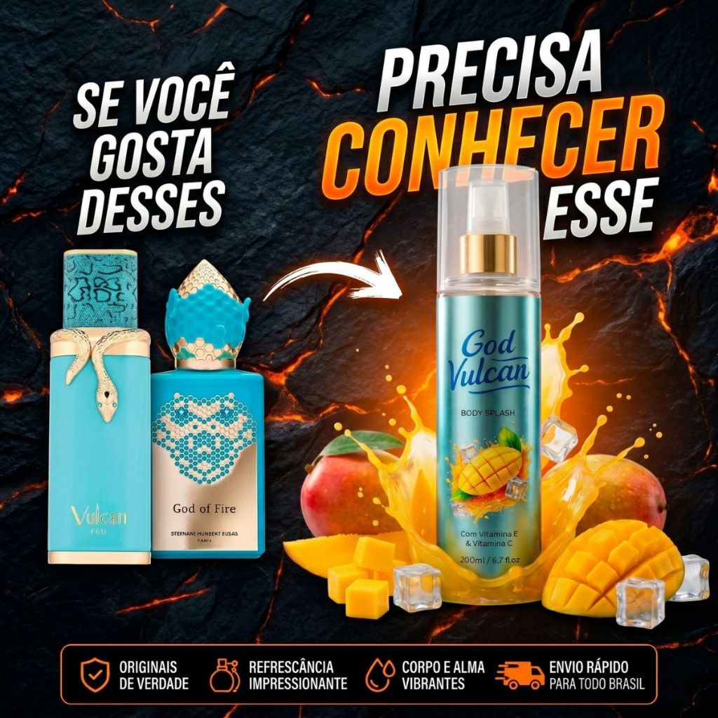 Perfume Body Splash By Vulcan Feu Lançamento God Vulcan Manga 200ml Spray Corporal Refrescante Manga