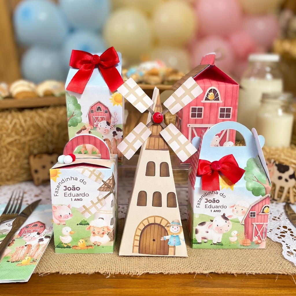 Caixinhas personalizadas Lembrancinha aniversário festa infantil caixinha milk cone tema fazendinha