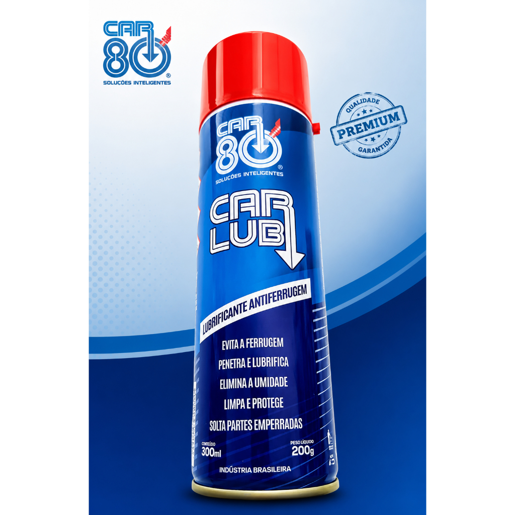 Lubrificante Antiferrugem Car80 Spray 300ml 200Ggr Desengripante Proteção Contra Umidade Multiuso