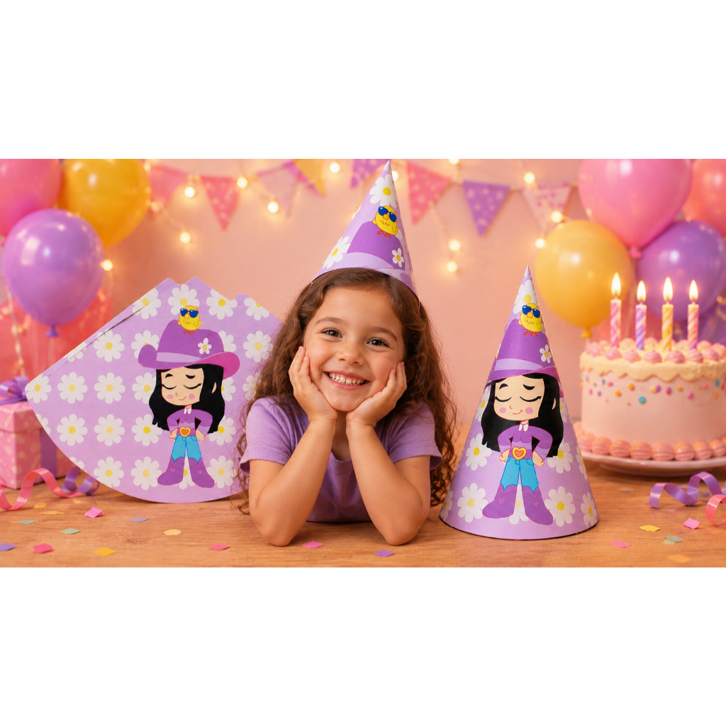 Chapéu de Aniversário Personalizado (Qualquer tema) - Enviado Desmontado acompanha Elástico