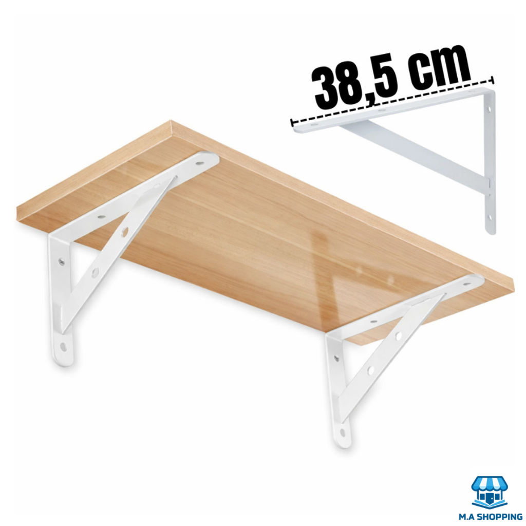 Kit 2 a 12 Suportes Mão Francesa Branca 38,5cm Canto Tábua Cantoneira Reforçada - Envio Imediato