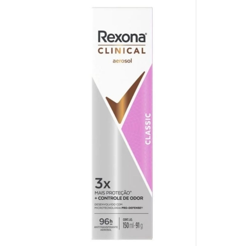 Desodorante Antitranspirante Aerosol Rexona Clinical Classic Feminino 150ml