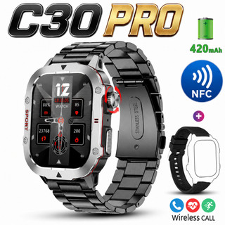 C30 PRO Relógio inteligente NFC esportivo masculino original com bateria grande frequênci…